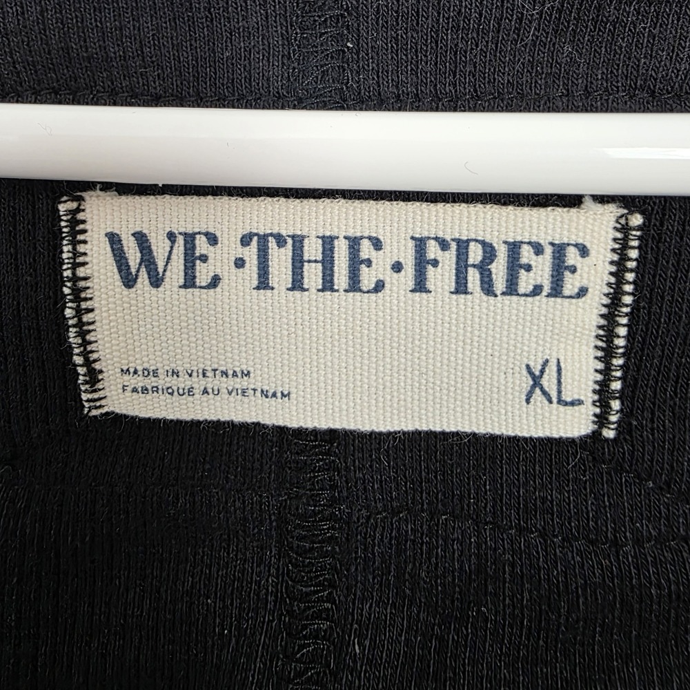 We The Free Black Ribbed Long Sleeve Square Neck Fitted Minimalist Shirt Size XL - Picture 3 of 6